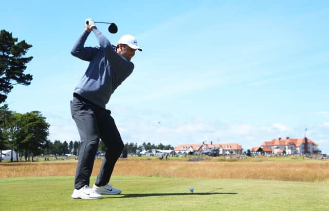 Scottie Scheffler tees off on the second hole in the second round of the Genesis Scottish Open at The Renaissance Club in East Lothian. Picture: Andrew Redington/Getty Images.