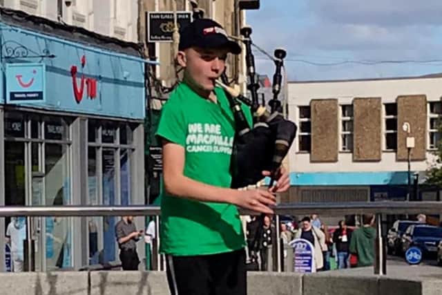 Lewis Maxwell, a 14-year-old boy who has become one of the world’s best young pipers