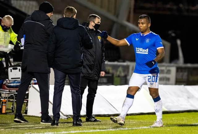Rangers Alfredo Morelos and Steven Gerrard during Scottish Premiership match between St Mirren and Rangers at the SMISA Stadium, on December 30, 2020,(Photo by Alan Harvey / SNS Group)