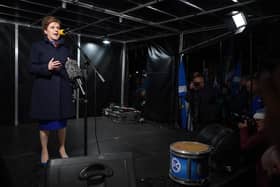 Nicola Sturgeon addresses a Scottish independence rally outside the Scottish Parliament after UK Supreme Court judges rejected her plans to hold a second independence referendum (Picture: Peter Summers/Getty Images)