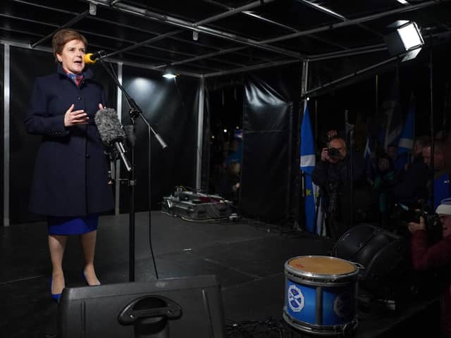 Nicola Sturgeon addresses a Scottish independence rally outside the Scottish Parliament after UK Supreme Court judges rejected her plans to hold a second independence referendum (Picture: Peter Summers/Getty Images)