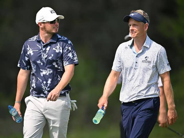 Ewen Ferguson was paired with Luke Donald in the opening round of the Nedbank Golf Challenge at Gary Player CC in Sun City. Picture: Stuart Franklin/Getty Images.