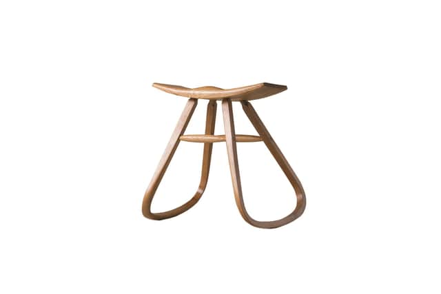 Unstable Stool with steam-bent asymmetrical rocker