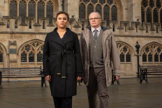 Tala Gouveia and Jason Watkins as McDonald & Dodds