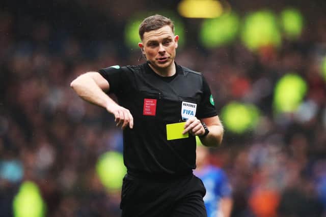 Referee John Beaton showed a red card after 20 seconds in the World Cup qualifier between Andorra and Poland. (Photo by Ian MacNicol/Getty Images)