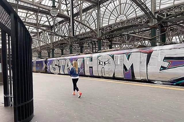 The ScotRail train at Glasgow Central. Picture: John McGowan.