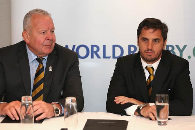 Bill Beaumont, left, defeated Agustin Pichot to be re-elected as chairman of World Rugby.