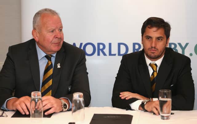 Bill Beaumont, left, defeated Agustin Pichot to be re-elected as chairman of World Rugby.