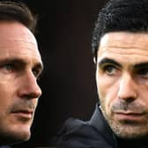 Frank Lampard (left) takes his Chelsea side to the Emirates to face Mikel Arteta's Arsenal. (Photo by Dan Mullan/Getty Images)