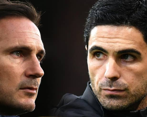 Frank Lampard (left) takes his Chelsea side to the Emirates to face Mikel Arteta's Arsenal. (Photo by Dan Mullan/Getty Images)
