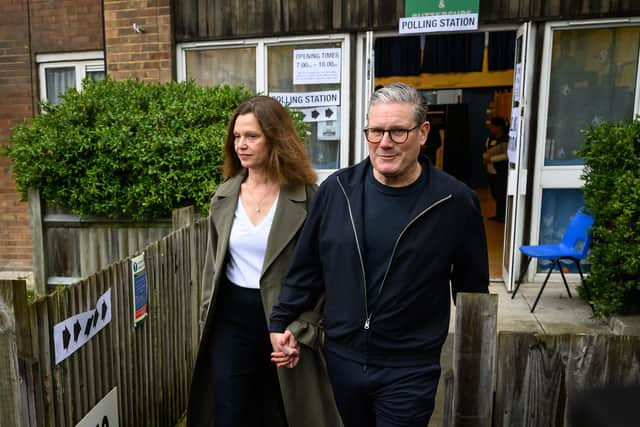 Labour leader Keir Starmer and his wife Victoria Starmer leave after voting in the London mayoral election on Thursday (Picture: Leon Neal/Getty Images)