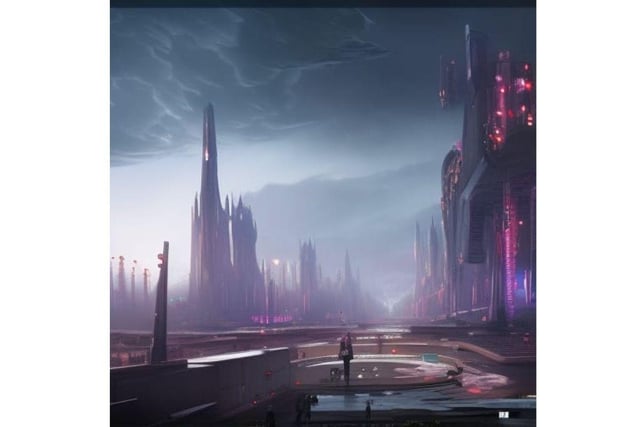 Scotland's newest city can expect significant expansion in the next century according to Artificial Intelligence. The futuristic centre of Dunfermline in 2123 wouldn't look out of place in Blade Runner.