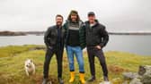Scottish Fling on the Western Isles. From left to right: Martin Compston, Coinneach MacLeod (aka The Highland Baker), Phil MacHugh  Pic: BBC/Tern Television Productions/Jack Harrison