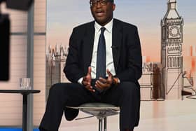BBC handout photo of Chancellor of the Exchequer Kwasi Kwarteng in the London studio, being interview by Laura Kuenssberg from the Labour Party Conference in Liverpool for the BBC1 current affairs programme, Sunday with Laura Kuenssberg.