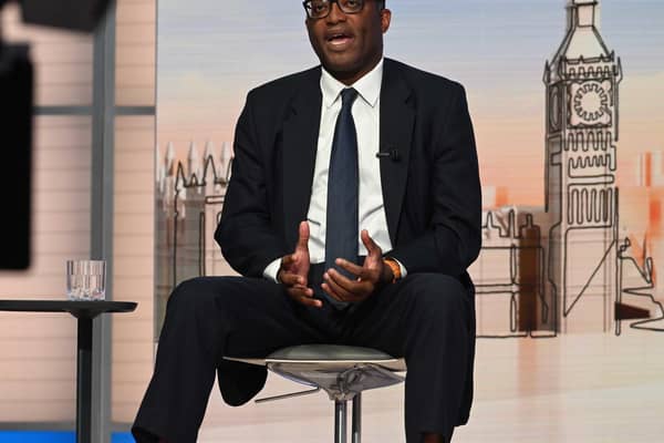 BBC handout photo of Chancellor of the Exchequer Kwasi Kwarteng in the London studio, being interview by Laura Kuenssberg from the Labour Party Conference in Liverpool for the BBC1 current affairs programme, Sunday with Laura Kuenssberg.