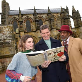 Stars of The Da Vinci Code, Leigh Lothian, Nigel Harman and Danny John-Jules at Rosslyn Chapel