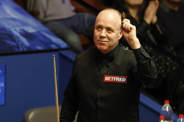 John Higgins after beating Thepchaiya Un-Nooh during day five of the Betfred World Snooker Championships at The Crucible, Sheffield.