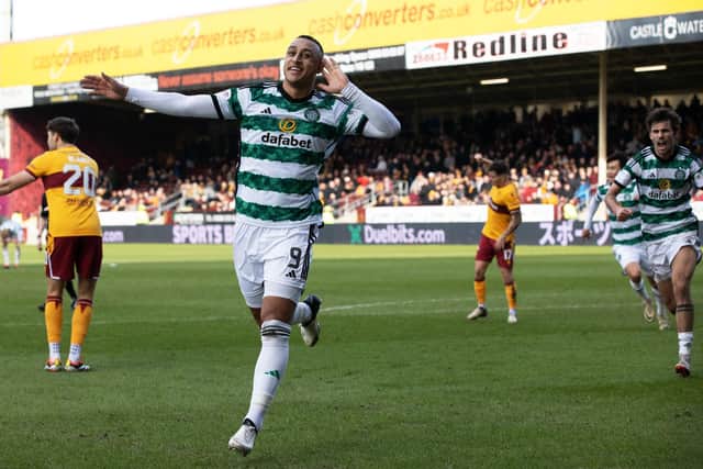 Celtic’s Adam Idah scored twice against Motherwell on Sunday.