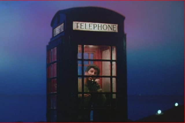 Local Hero star Peter Riegert as Mac inside the film's famous phone box that connected the fictional village of Ferness to the world