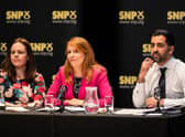 (left to right) Kate Forbes, Ash Regan and Humza Yousaf taking part in the SNP leadership hustings at Eden Court, Inverness