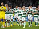 Celtic players applaud the home fans at the end of the 3-0 defeat to Real Madrid. (Photo by Craig Williamson / SNS Group)