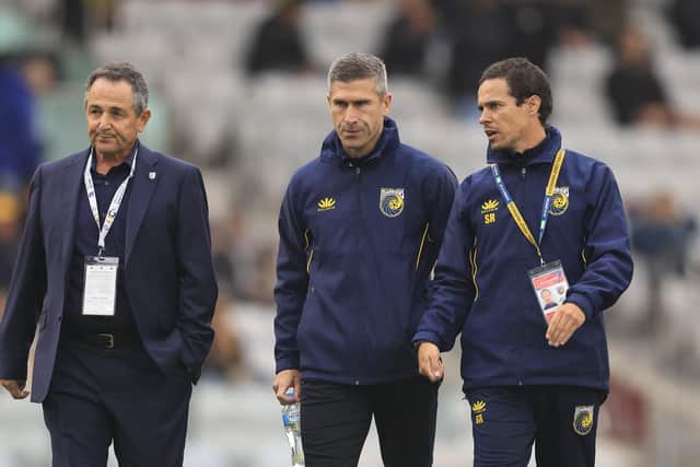 Montgomery will be joined at Easter Road by his assistant at the Mariners, Sergio Raimundo (pictured right).