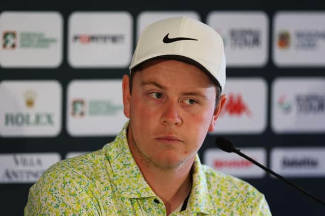 Defending champion Bob MacIntyre listens to a question in a press conference ahead of the DS Automobiles Italian Open at Marco Simone Golf Club in Rome. Picture: Andrew Redington/Getty Images.