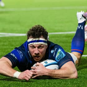 Edinburgh's Hamish Watson scores a try against Ospreys. The back-row forward has signed a new contract.  (Picture: Ewan Bootman - SNS Group)
