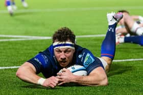 Edinburgh's Hamish Watson scores a try against Ospreys. The back-row forward has signed a new contract.  (Picture: Ewan Bootman - SNS Group)