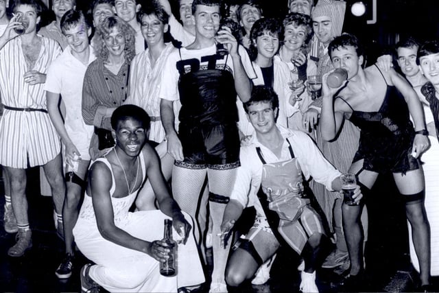 Sheffield University students at the annual pyjama jump in 1986