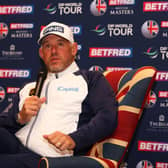 Lee Westwood speaks to the media ahead of the Betfred British Masters hosted by Danny Willett at The Belfry in Sutton Coldfield. Picture: Richard Heathcote/Getty Images.