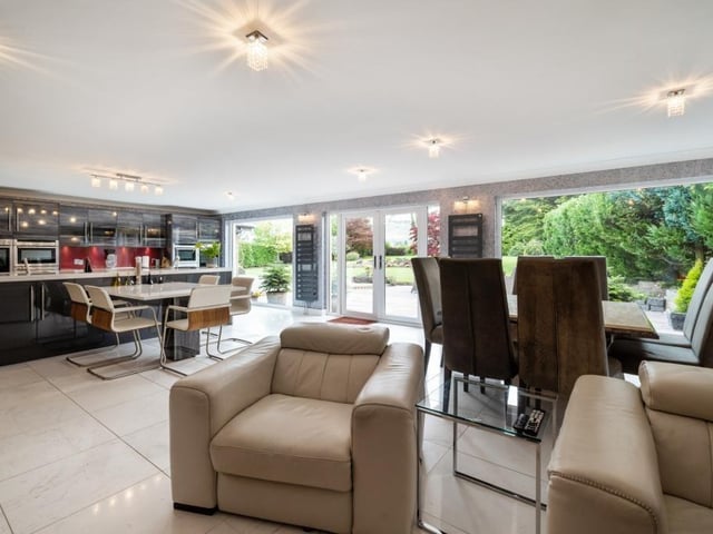 Kitchen, dining and living area.