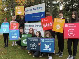 Pupils at Aboyne Academy with the UN Sustainable Development Goals