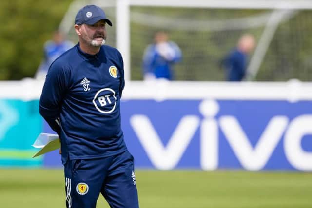 Scotland manager Steve Clarke oversees a training session at his squad's Rockliffe Hall base ahead of their Euro 2020 opener against Czech Republic. (Photo by Craig Williamson / SNS Group)