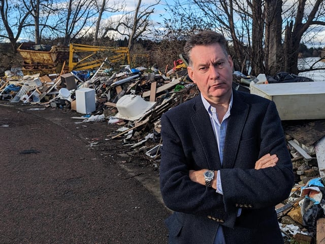 A massive dump site has built up near the Friarton Bridge in Perth, sparking fears over the potential harm to nature and fragile ecosystems. Scottish Conservative MSP Murdo Fraser, who is bringing forward a private member’s bill on fly-tipping to the Scottish Parliament, described the site as “horrendous” when he visited to see it for himself. 
“The amount of rubbish dumped at this site is just horrific,” he said.
“It varies from various disused vehicles, bits of wood, old paint containers, to a mattress and a fridge. 
“It is totally unacceptable for this to happen and I was very concerned that, due to the location of the fly-tipping being on the banks of the River Tay, there could well be a significant environmental risk.”
He believes better collection of data, improved coordination between investigators and tougher penalties for offenders can together cut fly-tipping.