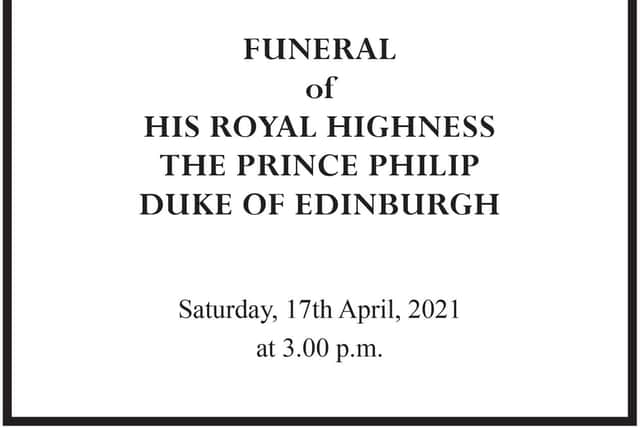 The order of service for the Duke of Edinburgh's funeral service at St George's Chapel, Windsor, on Saturday.