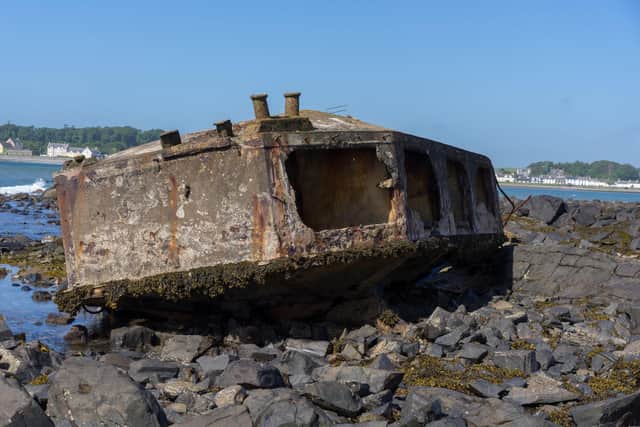 Remains of Mulberry Harbour at Garlieston Bay. Photo: Edward Herdwick/Alamy Stock Photo/PA Wire