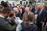 King Charles III and the Queen Consort meet members of the public as they attend a reception to thank the community of Aberdeenshire for their organisation and support following the death of Queen Elizabeth II at Station Square, the Victoria & Albert Halls, Ballater. (Photo: Andrew Milligan/PA Wire)