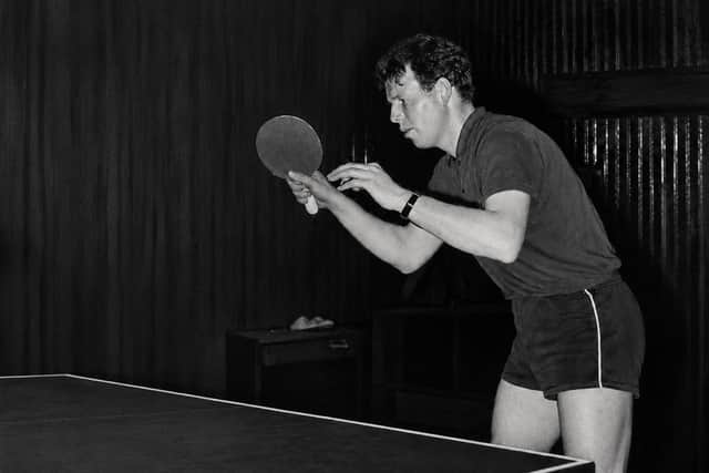 Tommy in action at the table tennis table