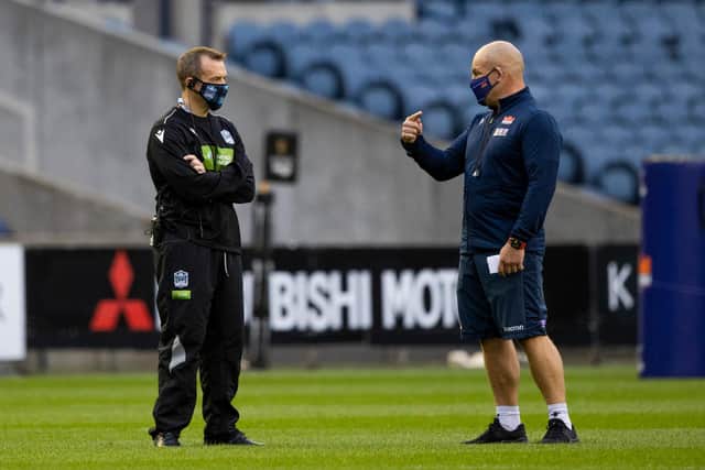 Edinburgh coach Richard Cockerill, right, has had a little dig at his Glasgow counterpart Danny Wilson ahead of the 1872 Cup derby. Picture: Craig Williamson/SNS