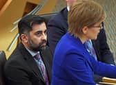 Health Secretary Humza Yousaf and First Minister of Scotland Nicola Sturgeon in the chamber for First Minster's Questions at the Scottish Parliament in Edinburgh.