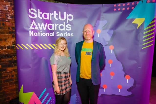 Covid Aid boss Michael MacLennan with the charity's head of operations Katie Boyd at a previous award event. Picture: Jack Donaghy.