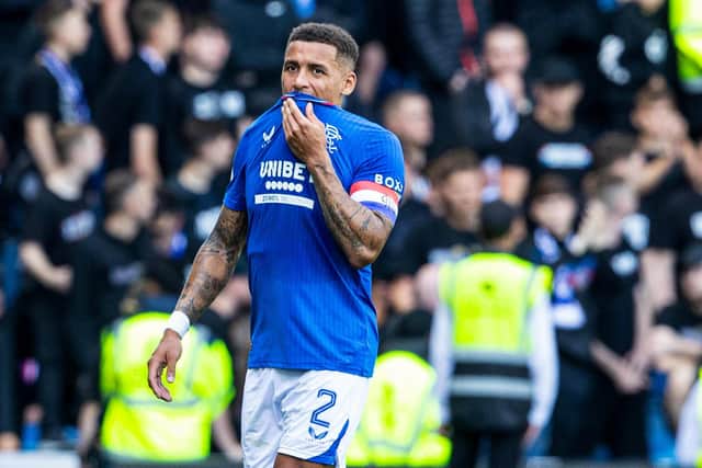 Rangers captain James Tavernier looks dejected after the defeat to Celtic at Ibrox. (Photo by Alan Harvey / SNS Group)