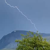A photo of the lightning bolt striking the top of Ben Nevis over the weekend. Picture: Jane Young