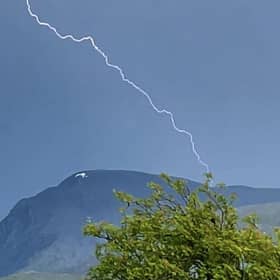 A photo of the lightning bolt striking the top of Ben Nevis over the weekend. Picture: Jane Young