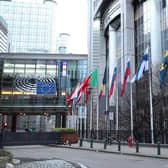 The UK flag flies outside the European Parliament in Brussels on January 31, 2020, the day Britain formally left the EU (Picture: Yui Mok/PA Wire)