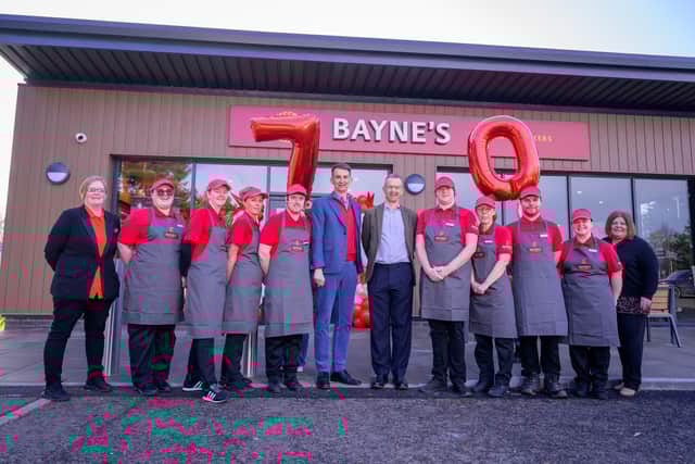John Bayne and Bayne's staff members outside the new store at Inveralmond Retail Park in Perth. Picture: Sandy Young Photography