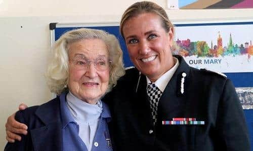 Mary d'Arcy Kincaid with Assistant Chief Constable Emma Bond. Picture: Police Scotland