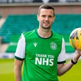 New Hibs signing Jamie Murphy at Easter Road. Picture: Hibernian FC/Alan Rennie