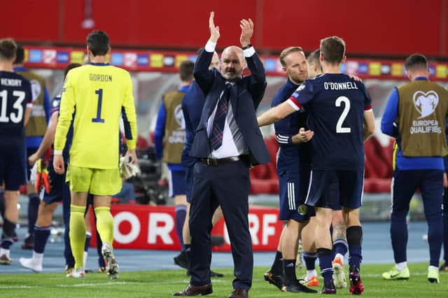 Steve Clarke celebrated the recent win v Austria (Photo by Alan Harvey / SNS Group)